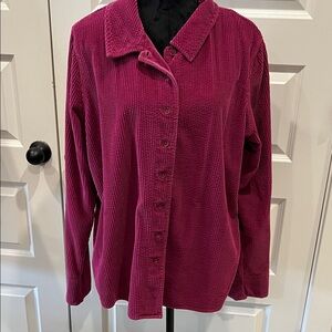 Women's Corduroy Button-Up Shirt/Jacket - Berry XL